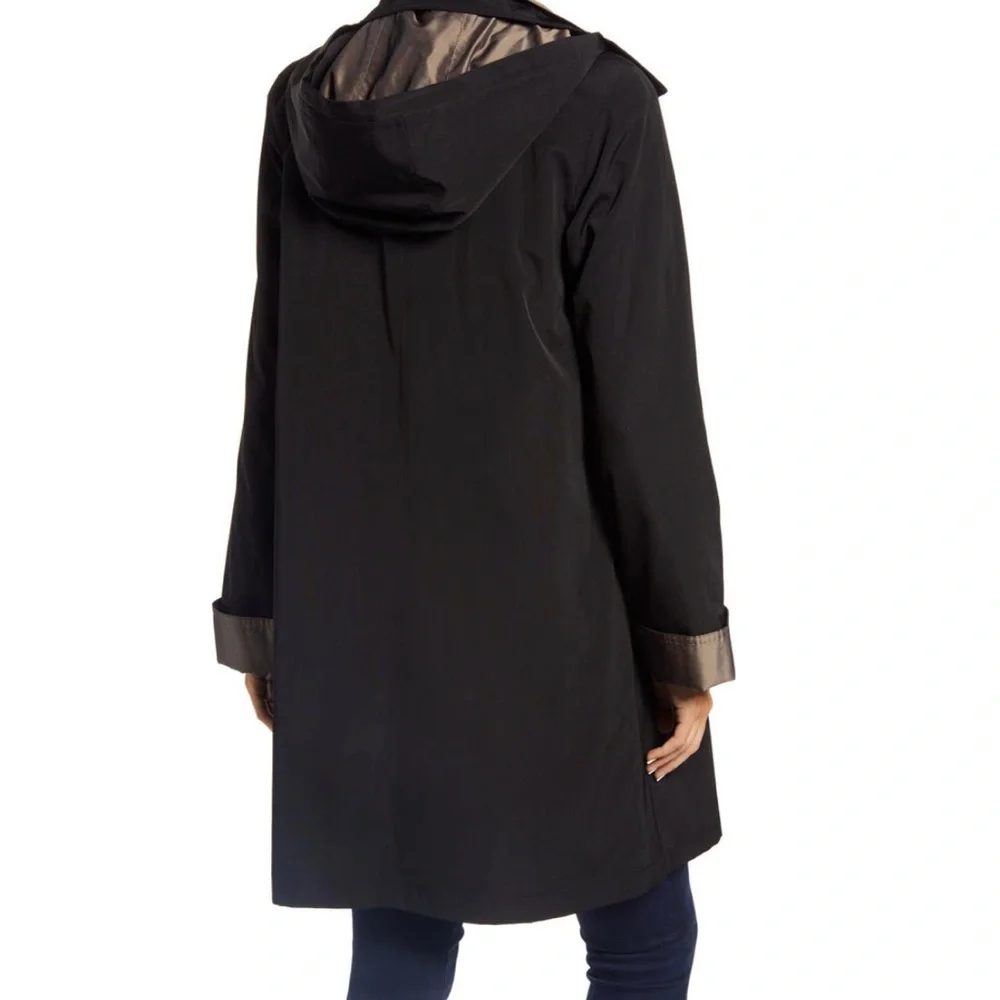 GALLERY Hooded Raincoat with Liner Black - Picture 2 of 12